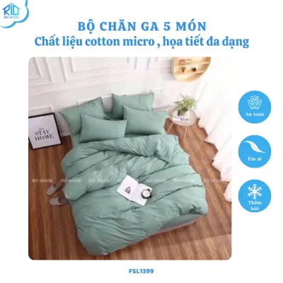 Bộ Chăn Ga Gối Cotton Micro RIO FSL ( 5 Món )