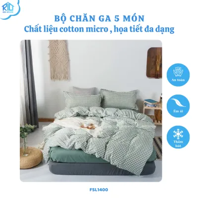 Bộ Chăn Ga Gối Cotton Micro RIO FSL ( 5 Món )