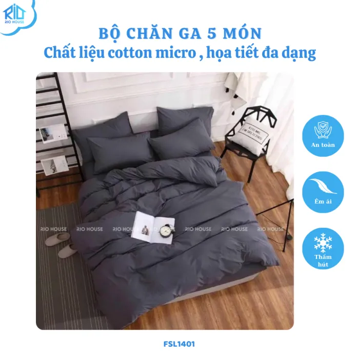 Bộ Chăn Ga Gối Cotton Micro RIO FSL ( 5 Món ) Bộ Chăn Ga Gối Cotton Micro RIO FSL ( 5 Món )
