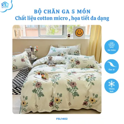 Bộ Chăn Ga Gối Cotton Micro RIO FSL ( 5 Món )
