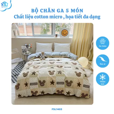 Bộ Chăn Ga Gối Cotton Micro RIO FSL ( 5 Món )