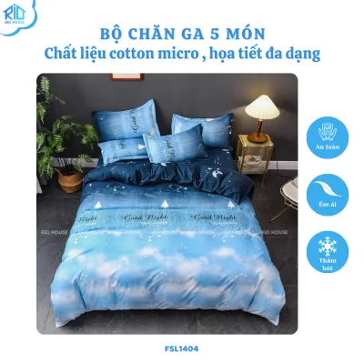 Bộ Chăn Ga Gối Cotton Micro RIO FSL ( 5 Món )
