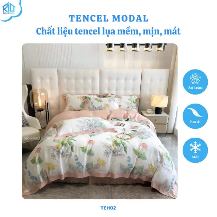 Bộ Chăn Ga Gối Tencel 100s RIO F5TEH ( 5 Món )