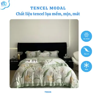 Bộ Chăn Ga Gối Tencel 80s RIO F5TS ( 5 Món )