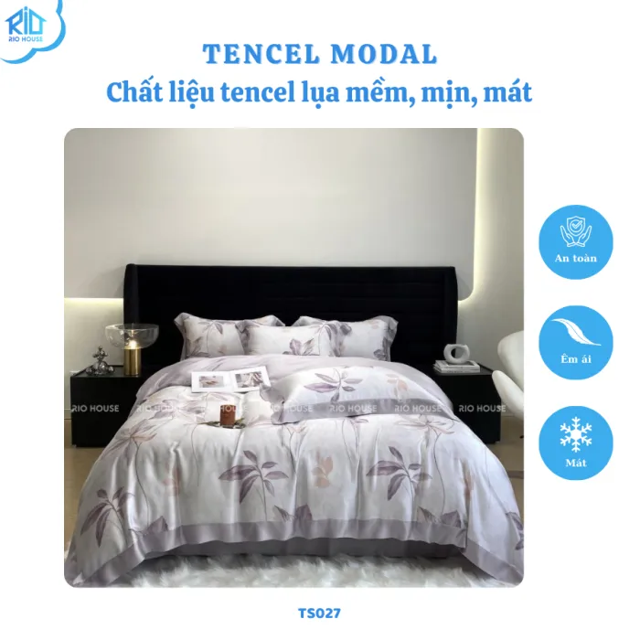 Bộ Chăn Ga Gối Tencel 80s RIO F5TS ( 5 Món )