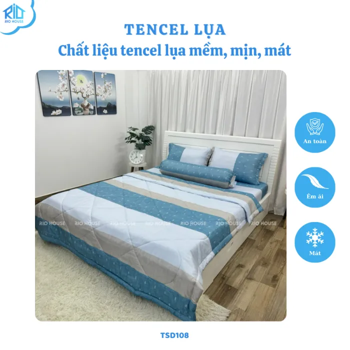 Bộ Chăn Ga Gối Tencel Lụa RIO Standard F5TSD ( 5 Món )