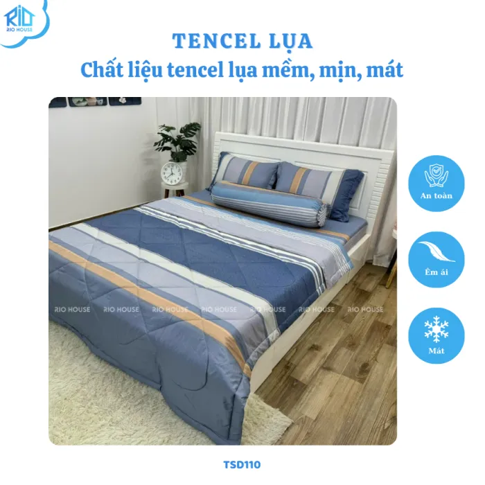 Bộ Chăn Ga Gối Tencel Lụa RIO Standard F5TSD ( 5 Món )