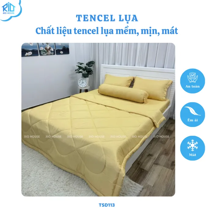 Bộ Chăn Ga Gối Tencel Lụa RIO Standard F5TSD ( 5 Món )