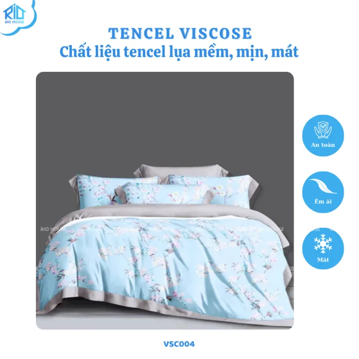 Bộ Chăn Ga Gối Tencel Lụa RIO Viscose F5VSC ( 5 Món )